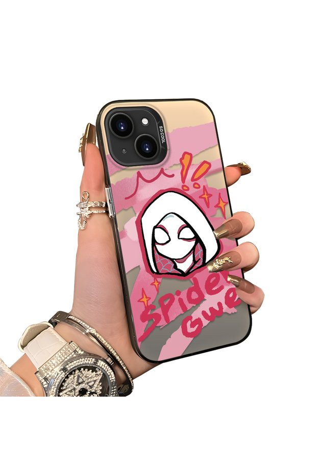 iPhone 15 Compatible Silicone Edge Acrylic Back Spiderman Protective Case