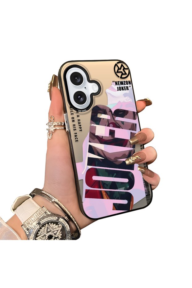 iPhone 16 Compatible Acrylic Back Silicone Edge Clown Joker Protective Case