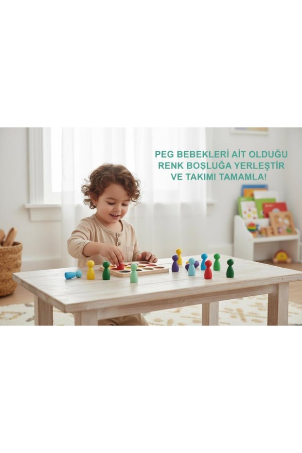 Montessori Peg Doll Color Matching Game - Natural Wooden Educational Toy