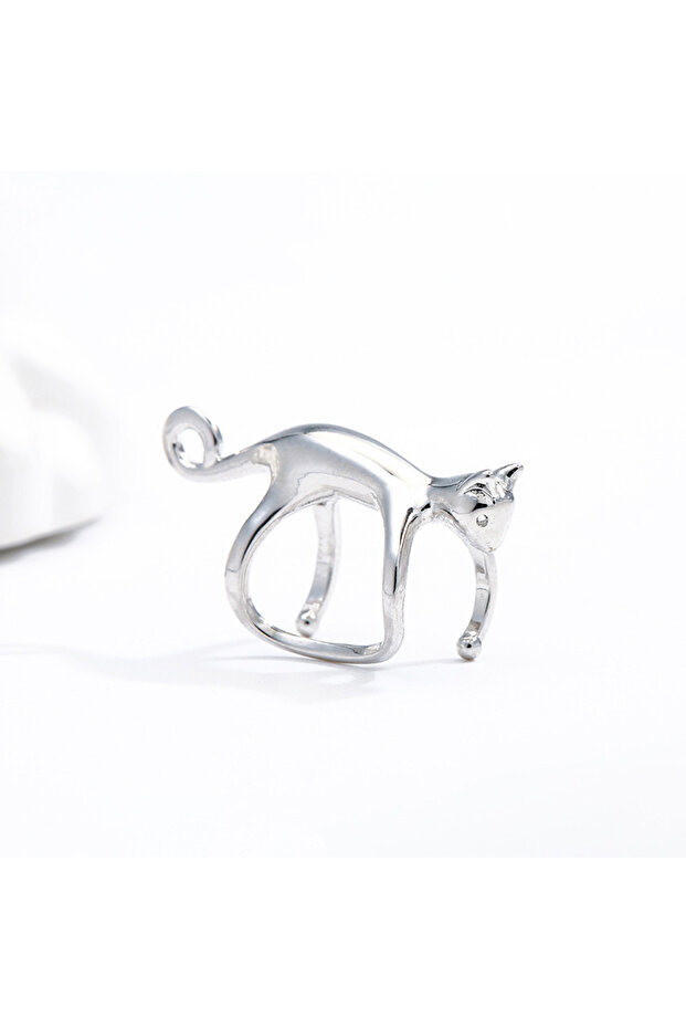 Silver 1PC Cute Cat Ear Clips for Women Unique Design Silvery Cats Ears Cuff No Piercing Earrings B