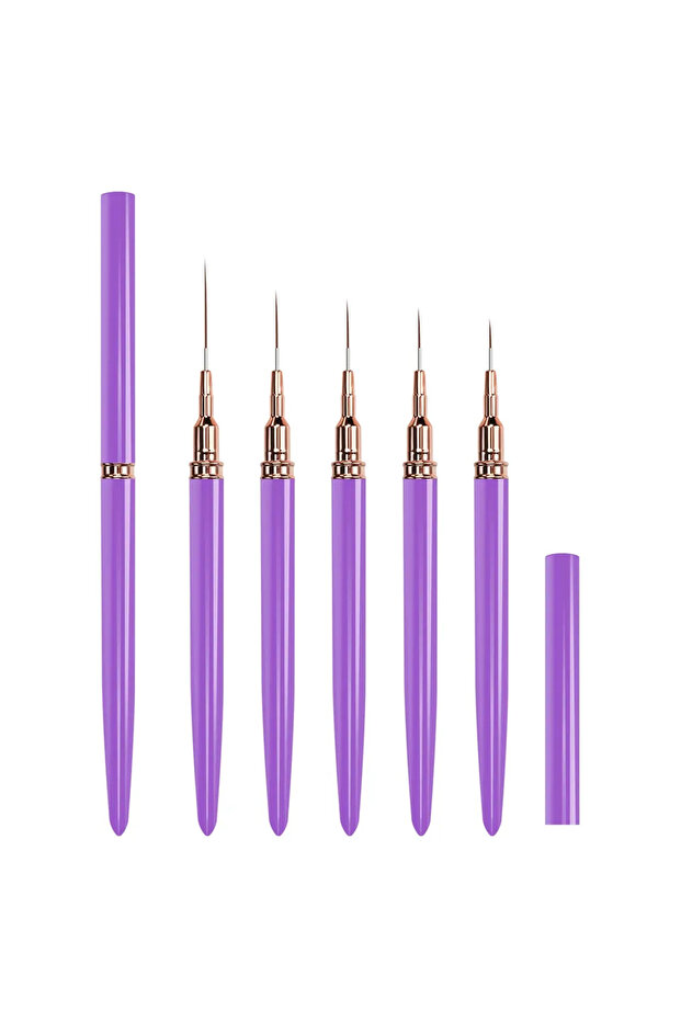 Purple Set 5pcs Professional Nail Art Liners Striping Brushes Tool Ultra-thin Line Detail Drawing Pa