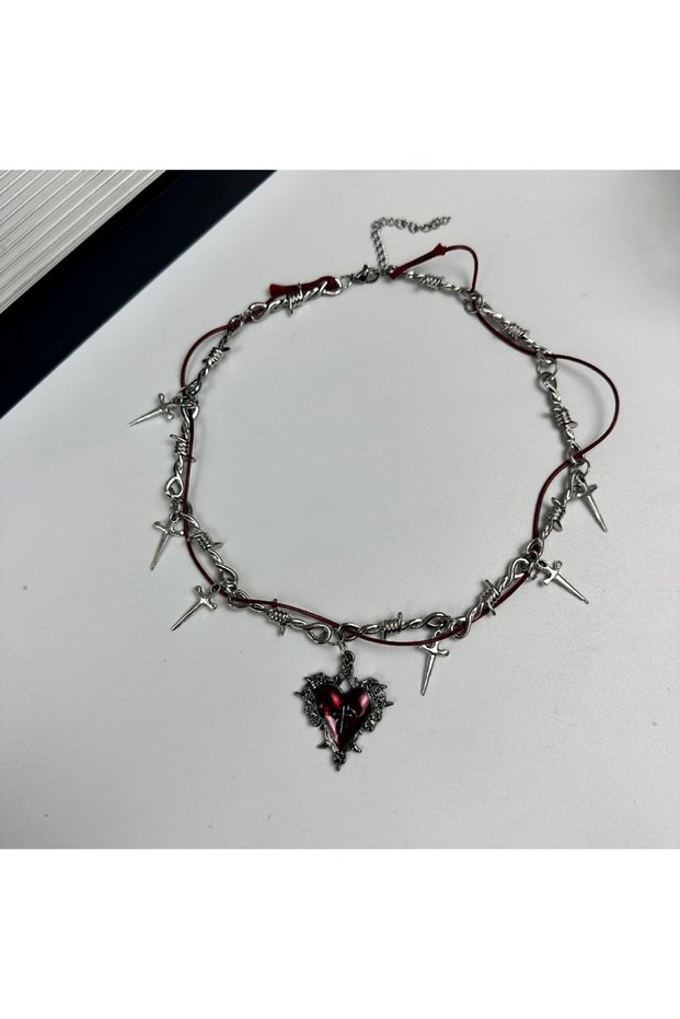 A Thorns Heart Choker New Gothic Pendant Chain Hip Hop Necklace Jewelry Birthday Gifts