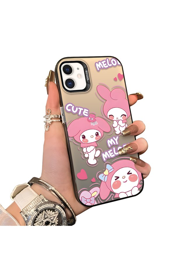 iPhone 12 Compatible Protective Silicone Edge Acrylic Back Kuromi Case