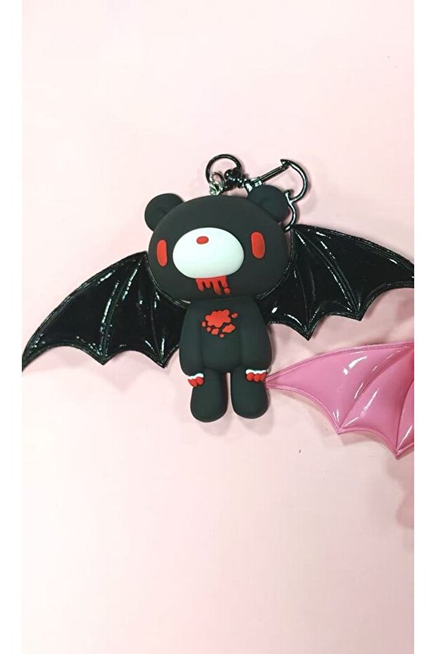 BLACK B These cute bear keychains with bat wings are awesome! In colors like black, pink, white, and