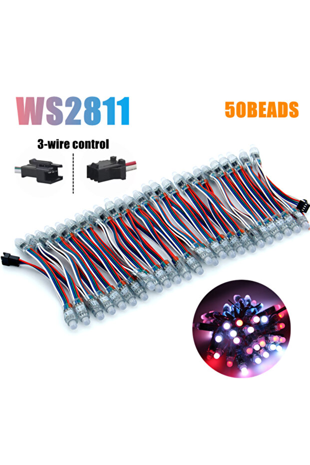 DC5V 5V/12V WS2811 50 Beads 6m Full Color RGB IC Pixels Digital Addressable Dream Color LED Pixels