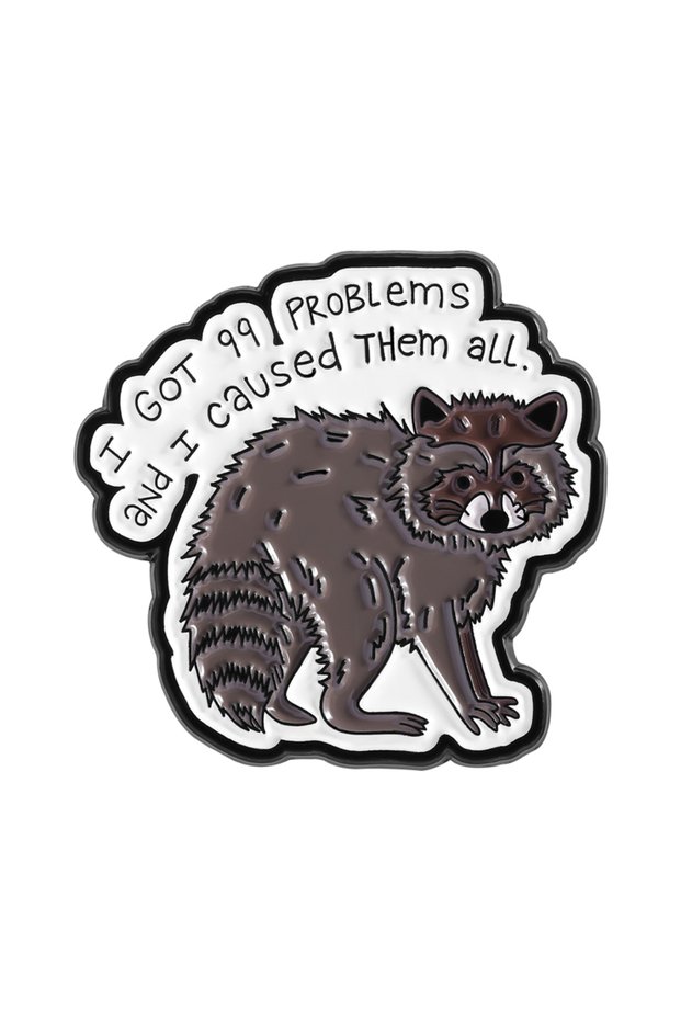 QHXZ5238 I Got 99 Problems And I Caused Them All Enamel Pin Jay-Z Lyrics Cute Raccoon Animal Brooc