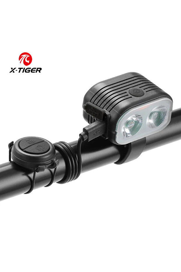 100-300 Lumen QD-4402 X-TIGER 2 In1Bicycle Lights with Horn 120dB 6 Modes Mini Cycling Headlight USB