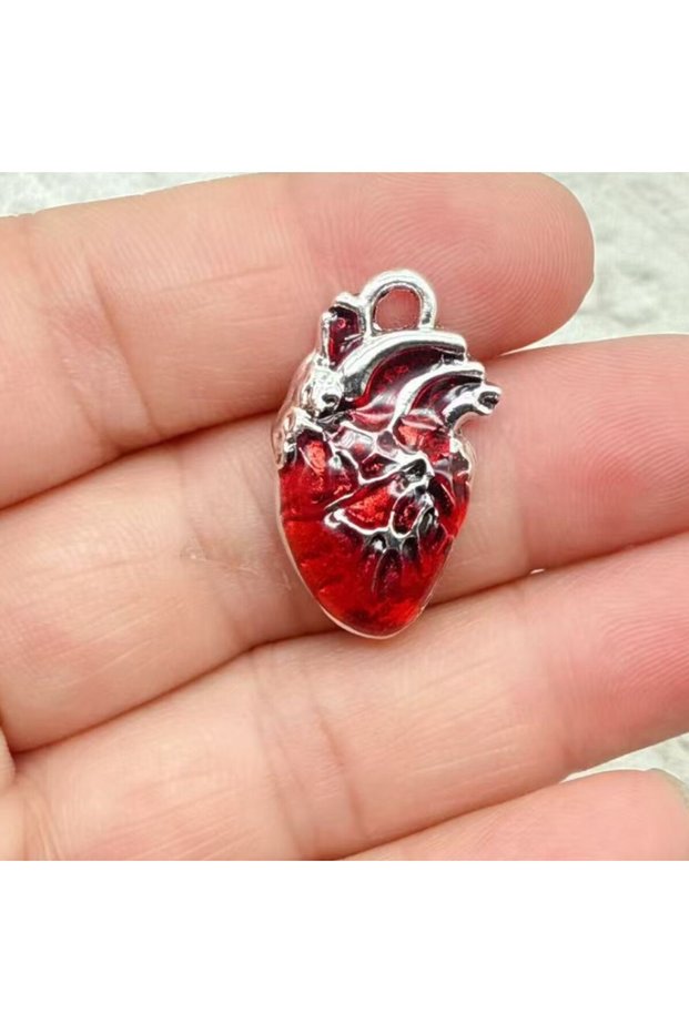 Orange 10pcs Fashion Red Heart Enamel Charms Gothic Pendants For Making Handmade DIY Jewelry Accesso