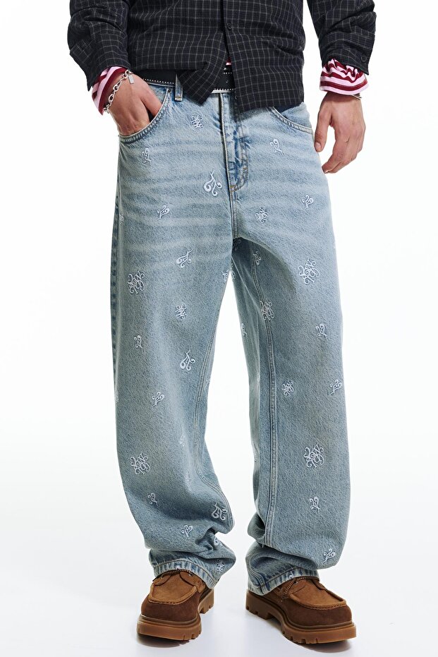 STWD İşlemeli Baggy Jean - 4