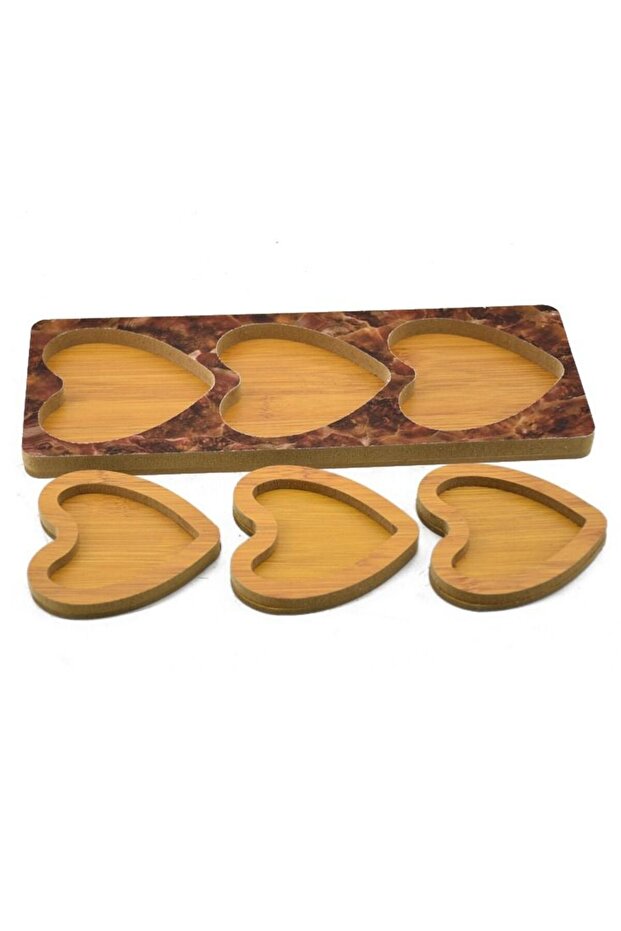 طبق تقديم على شكل قلب بثلاثة أقسام، 13 × 33 سم