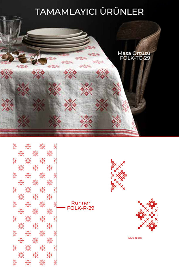 سجادة مزخرفة من لوم إيتامين - أحمر/أبيض - فرنسي - 3