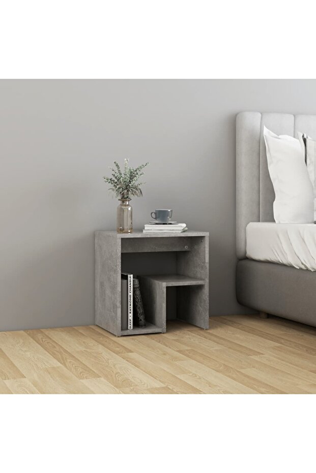 Bed Cabinet Concrete Grey 40x30x40 cm Engineered Wood