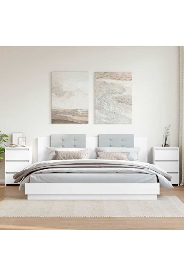 Bed Cabinets 2 pcs White 40x35x62.5 cm Engineered Wood