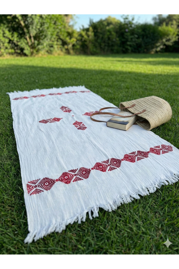 Zerla Axis Peshtemal — Hand Stone-Printed Multifunctional Turkish Cotton Towel - 5