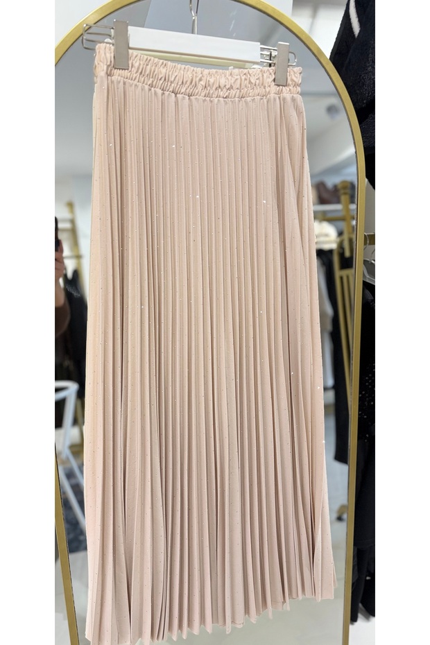 Minik Taşlı Plise Etek - 3