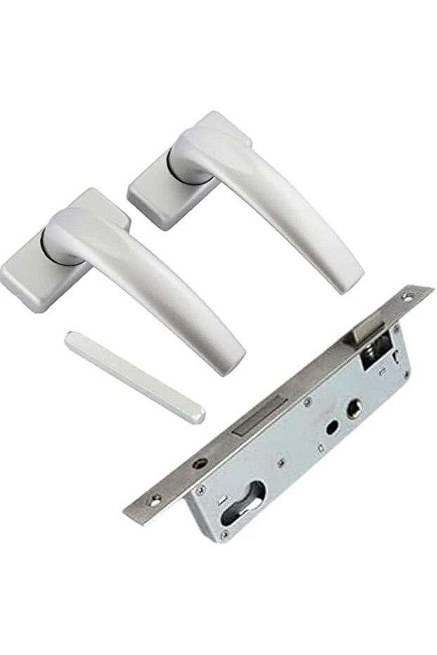 Aluminium Door Handle White with 20MM Lockbody, Heavy Duty Door Handle Set.