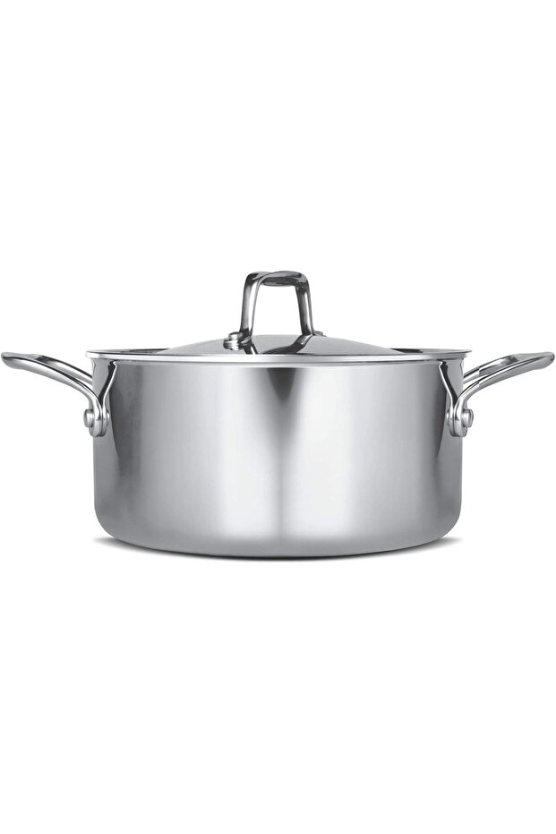 Triply Stainless-Steel Casserole Handi/Stock Pot/Biryani Pot with Lid 24 cm, 5.2 Lit