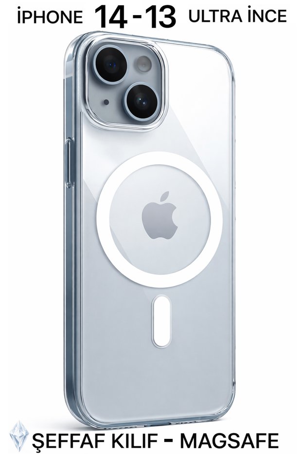 iPhone 14 - 13 Compatible Transparent Case Magsafe Ultra Thin Camera Protruding Protective Cover