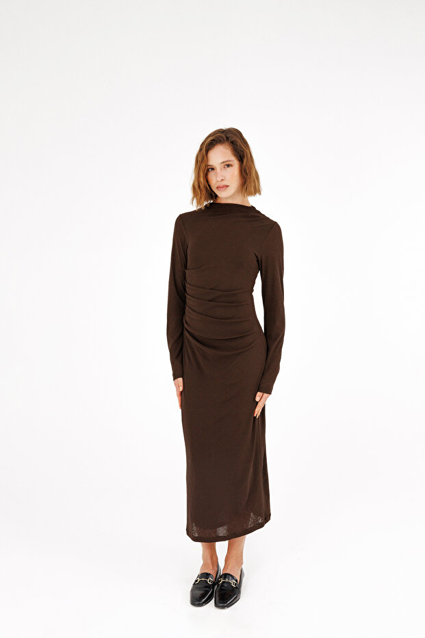 Drapeli Midi Boy Elbise - 2