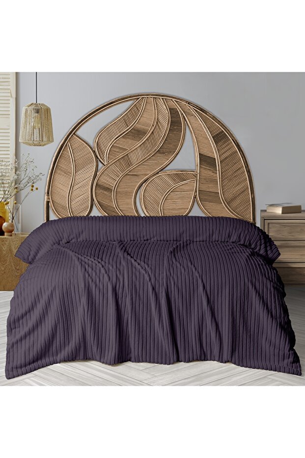 Wellsoft Corded Fabric Blanket 200X220 Ash Purple - with Sleep Band Gift