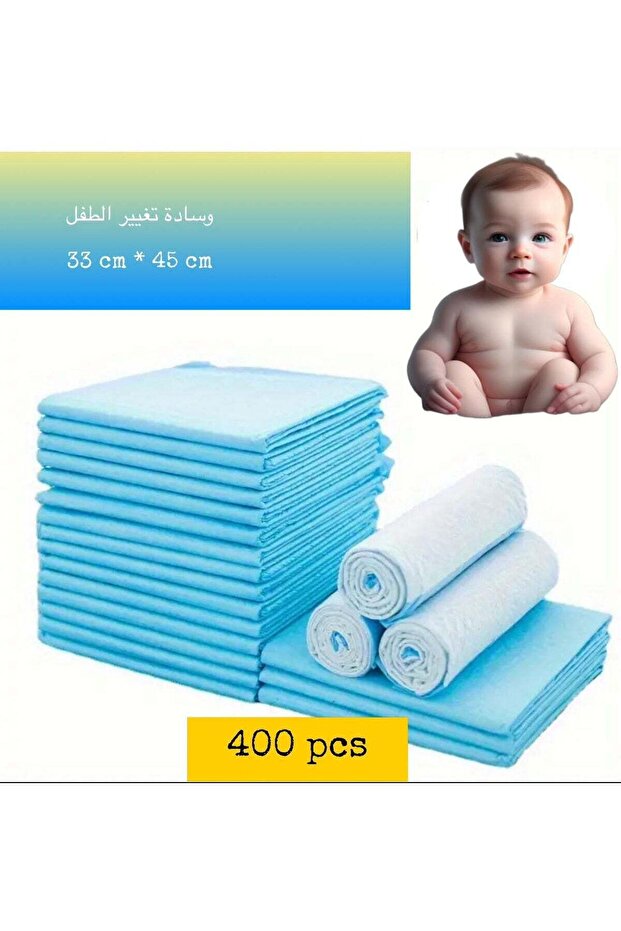 400 قطعة من مفارش تغيير الحفاضات للاستخدام مرة واحدة، مانعة للتسرب، تحمي السرير والطاولة، مصنوعة من قماش ناعم غير منسوج