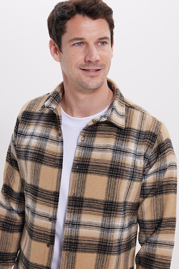 Men's Slim Fit slim fit checkered winter lumberjack shirt