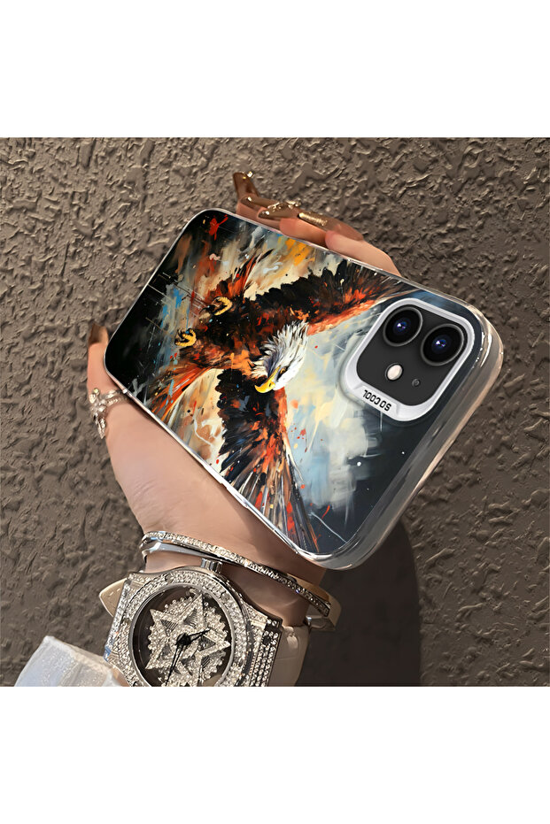 حافظة متوافقة مع هاتف iPhone 12، حافظة هاتف صلبة مضادة للسقوط، نمط النسر - 3