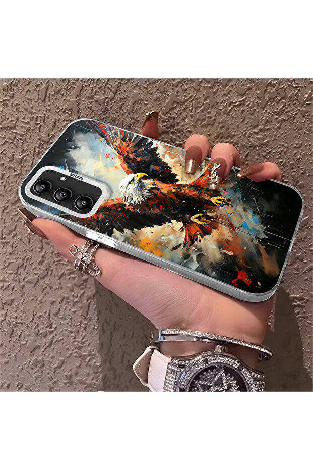 حافظة متوافقة مع هاتف سامسونج جالاكسي A14، حافظة هاتف صلبة مضادة للسقوط، نمط النسر - 2