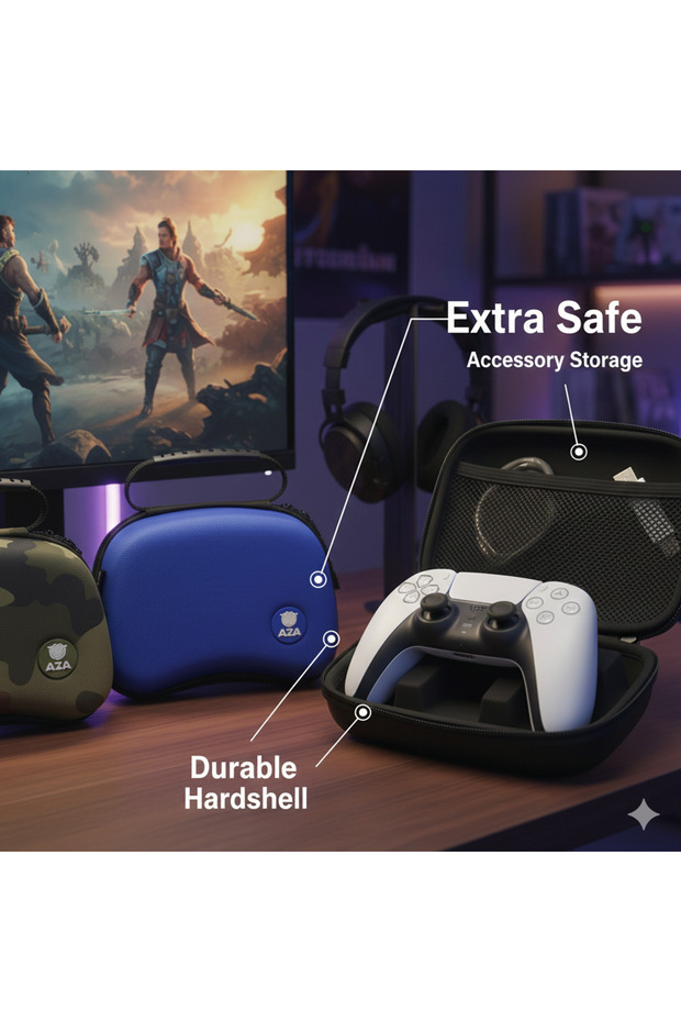 حقيبة حمل صلبة متوافقة مع وحدة التحكم اللاسلكية PS5 DualSense، لون أحمر - 2