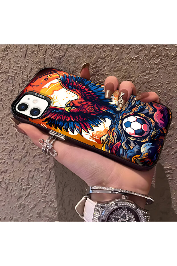 حافظة متوافقة مع هاتف iPhone 12، حافظة هاتف صلبة مضادة للسقوط، نمط النسر - 2