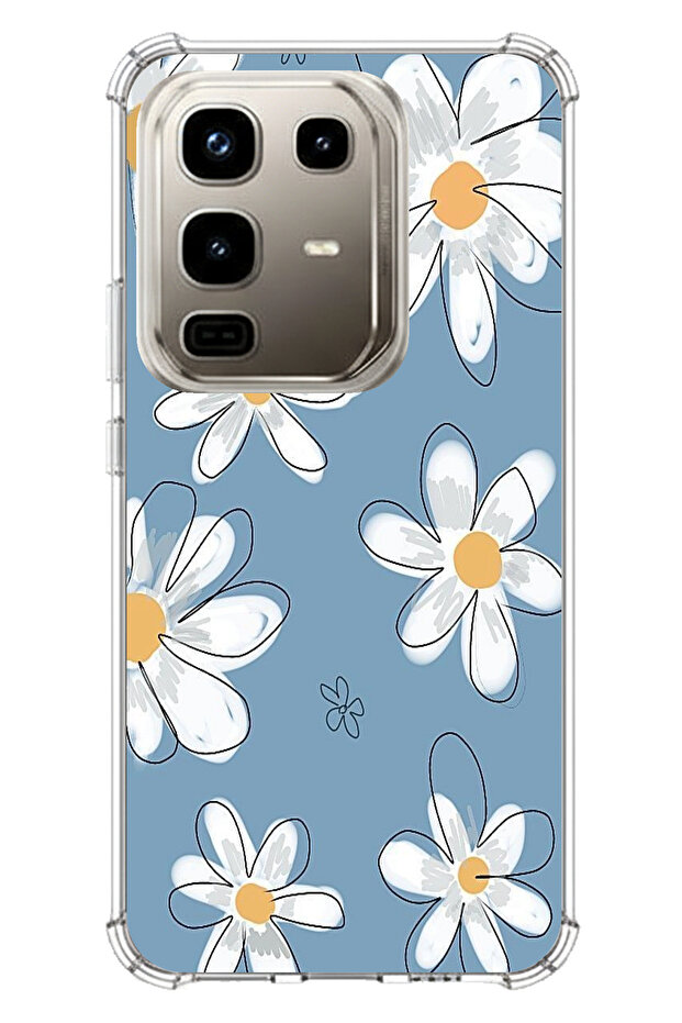 حافظة سيليكون متوافقة مع هاتف Infinix Note 50 PRO متوافقة مع Blue Daisy Garden مطبوع - 1