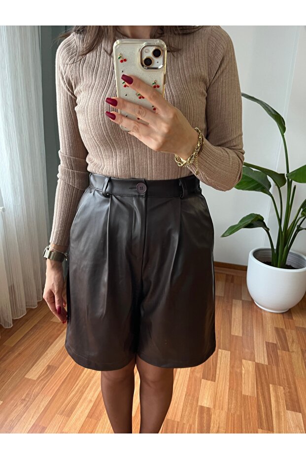 ACI KAHVE DERİ ŞORT - 2