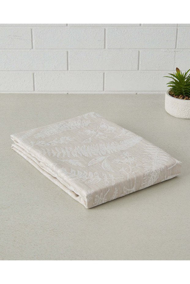 Beige Floral Jacquard Tablecloth