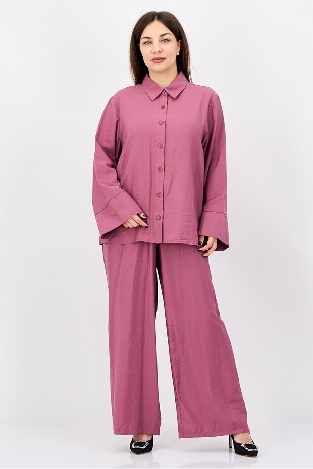 Women 2 Pcs Long Sleeve Shirt And Pants Set, Purple