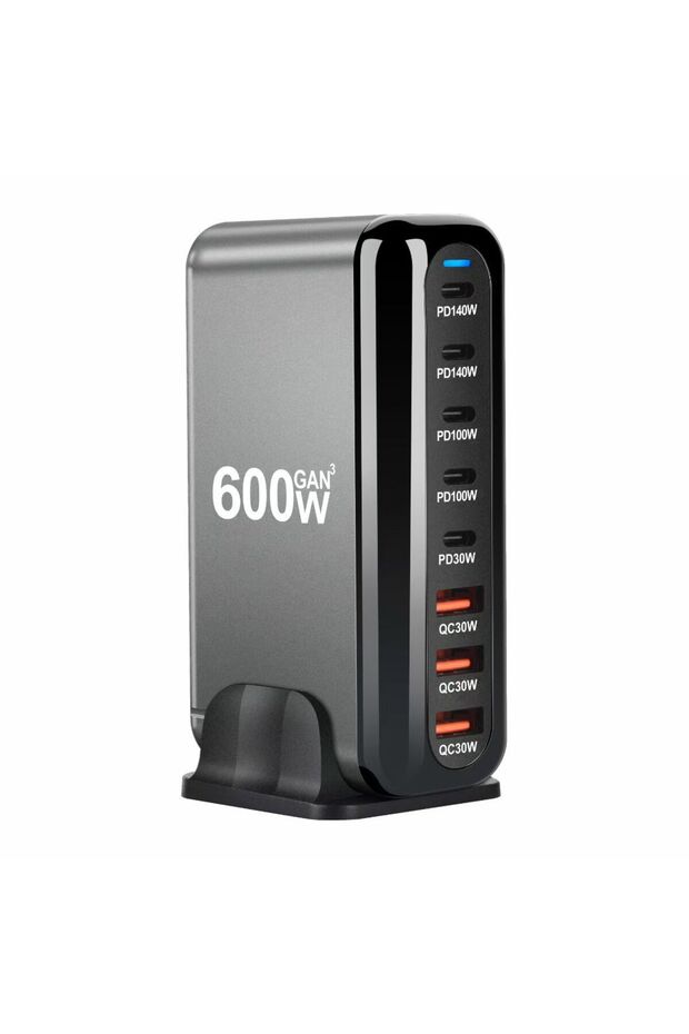 Fast Charging 600W GaN3 8-in-1 Station – Multi-Port USB C Desktop Charger – Universal Power Adapter