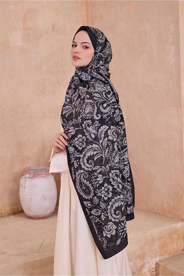 شال مودال أسود رمادي جديد 4