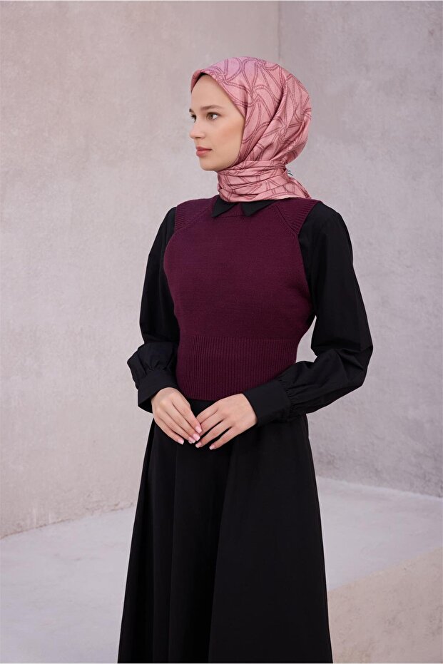 وشاح حرير تويل 100% بنمط هندسي 4221 - 85