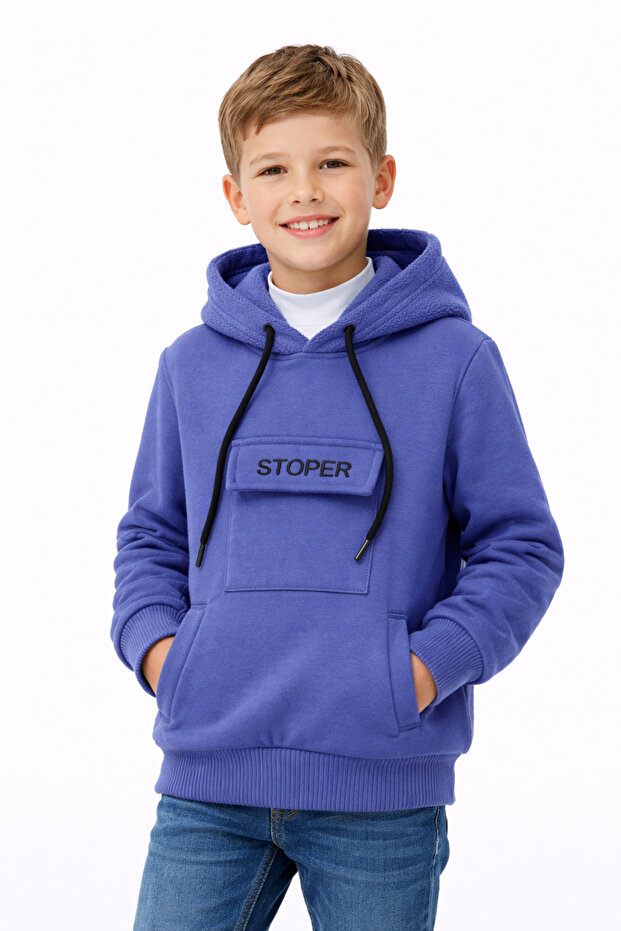 Atabay 195-10-25 Boy's Hooded Stoper Printed Sweatshirt Daily Use 3 Thread Count 5/8 Years Old