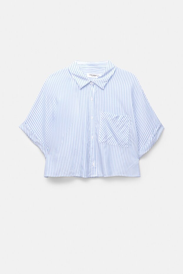 Çizgili crop gömlek - 5