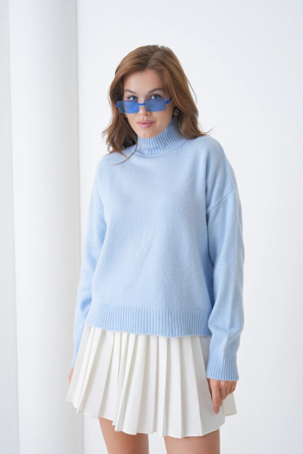 Women's Turtleneck Soft Textured Loose Knit Sweater 8488Sw