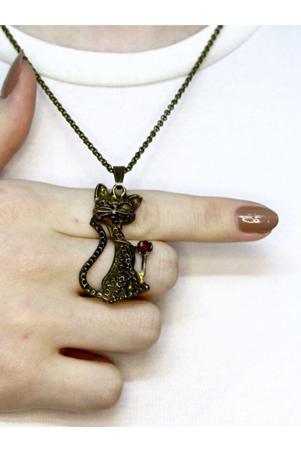 Natural Stone Agate Natural Stone Cat Model Ancient Woman Necklace Euk50A
