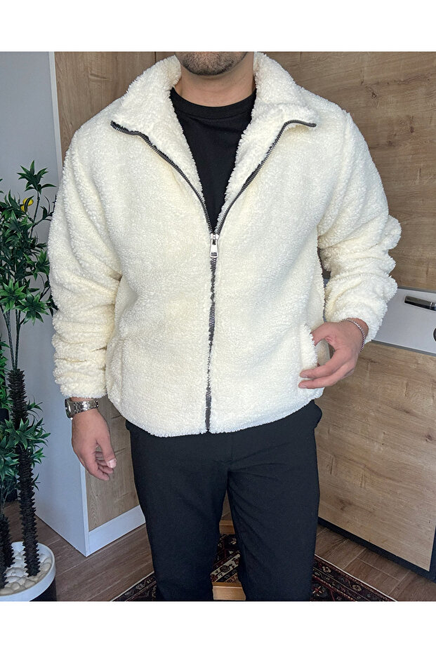 Erkek Peluş Mont Oversize Astarlı - 3