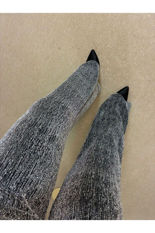 Taşlı Simli Pantolon - 3