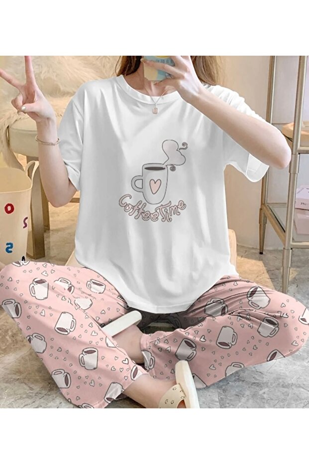 Zezeyle Coffee Short Sleeve Pajama Set
