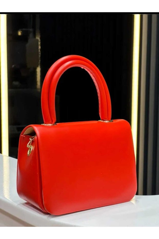 Women's Metal Gold Strap Handbag and Shoulder Bag Pomegranate Colors