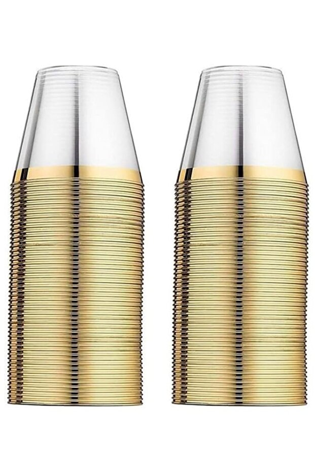 100 Gold Plastic Cups 9 Oz Clear Plastic Cups