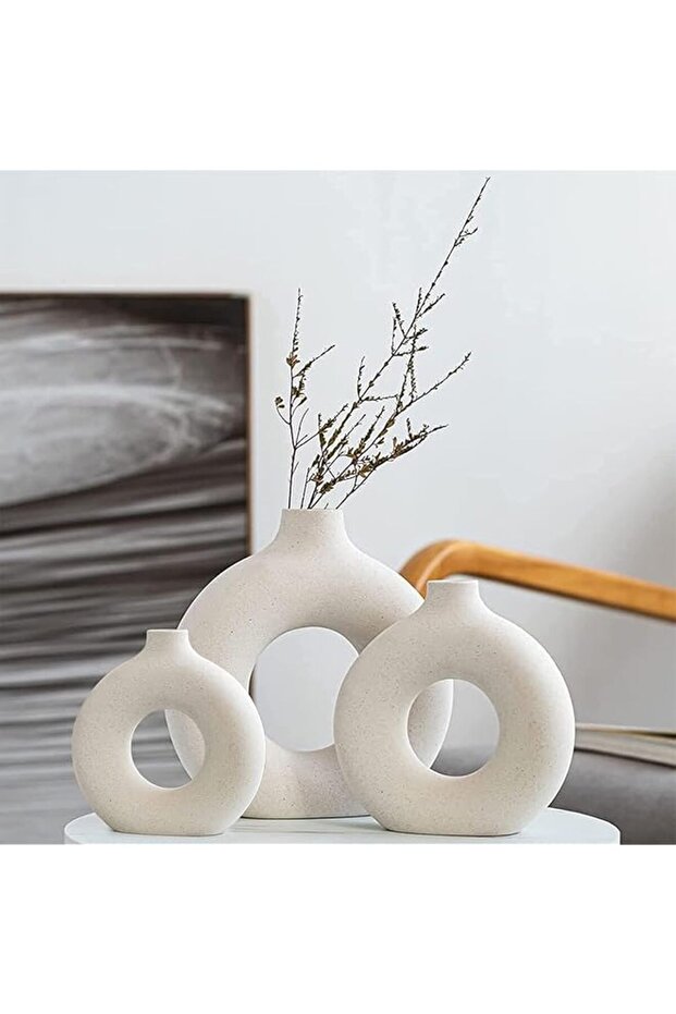 White Ceramic Vases Set 3 for Modern Home Decor
