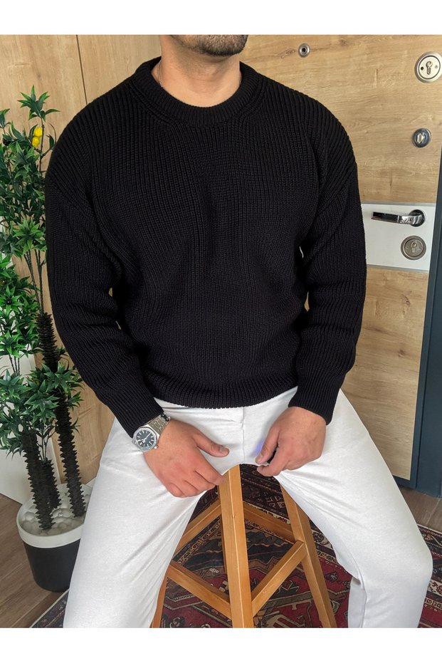 Crew Neck Knitted Sweater Oversized