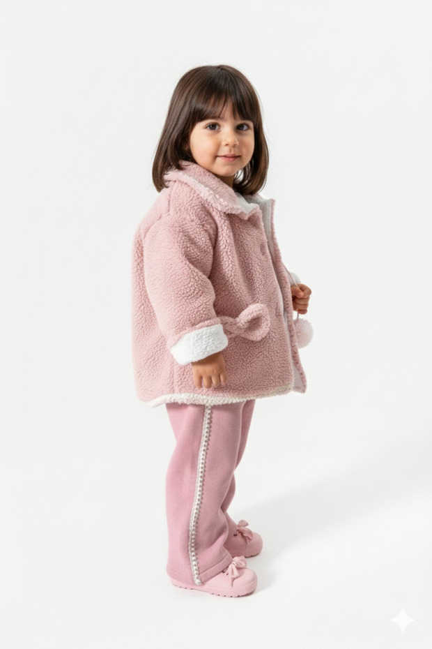 Thick, Winter Plush Jacket Casual Baby Girl, Children's Set