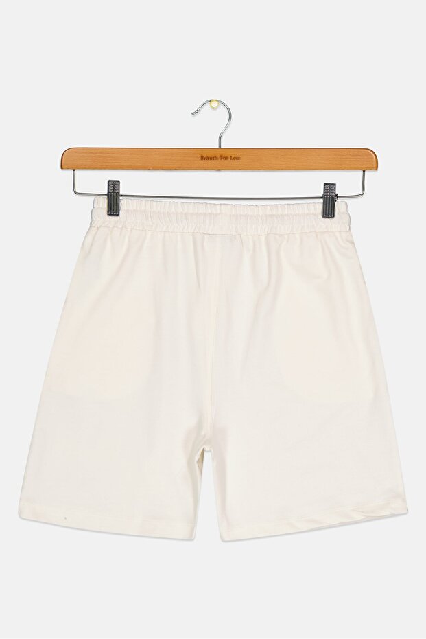 شورتات أساسية مطبوع للأولاد، لون أبيض كريمي - 2